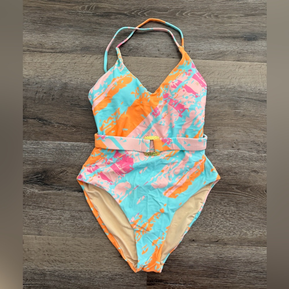Palms Away Multicolor Belted One-Piece Swimsuit